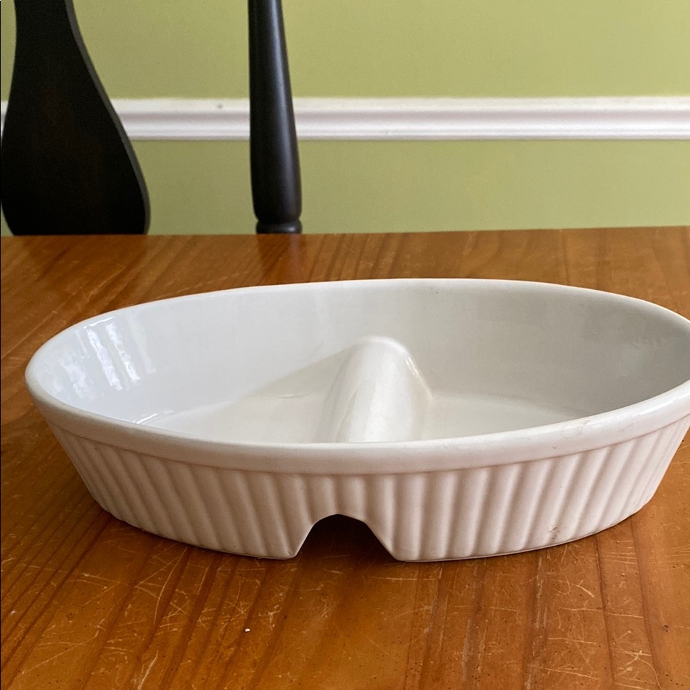 White Ceramic Rayware Divided Dish